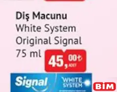ORİGİNAL SİGNAL WHİTE SYSTEM DİŞ MACUNU 75 ML ORİGİNAL SİGNAL WHİTE SYSTEM DİŞ MACUNU 75 ML